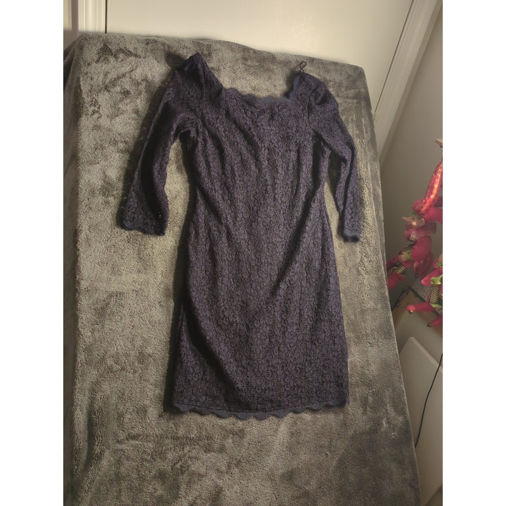 Adriana Papel size 14 Blue  lined‎ lace 3/4 sleeve dress
